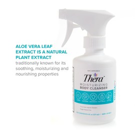 Thera Moisturizing Body Cleanser, Rinse-Free Lotion for Skin and Face, 8 oz Spray Bottle, 12 Count