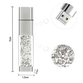 Lovely Diamond USB 2.0 Flash Drive Data Storage Memory Stick USB Stick Pendrive Gift (64GB, White)