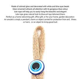 Turkish Glass Amulet, Evil Eye Wall Hanging Ornament Decorated with 4 Mini Size Blue Glass Evil Eyes Wall Decor Amulet Lucky Ornament Protection for Home Pendant Decoration