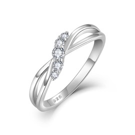 JIWOY Infinity Ring Sterling Silver Twisted Eternity Ring Cubic Zirconia Women's Promise Band Jewelry