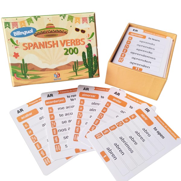 200 Spanish English Bilingual Verbs Verbos Conjugation Presente Indicativo Skill