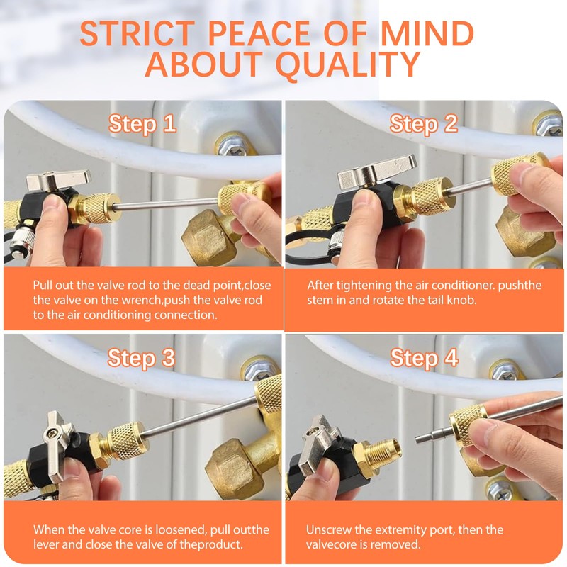 Mega Flow Vacuum-Rated Valve Core Removal Tool,1/4"& 5/16" Dual Valve