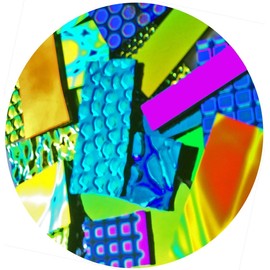 Assorted Dichroic Glass on BLACK backing - 90 coe - 2 Oz. Made in America