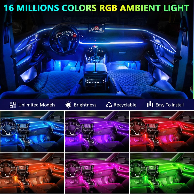 Defvnsy LED Interior Lighting Car, 17 in 1 RGB Acrylic