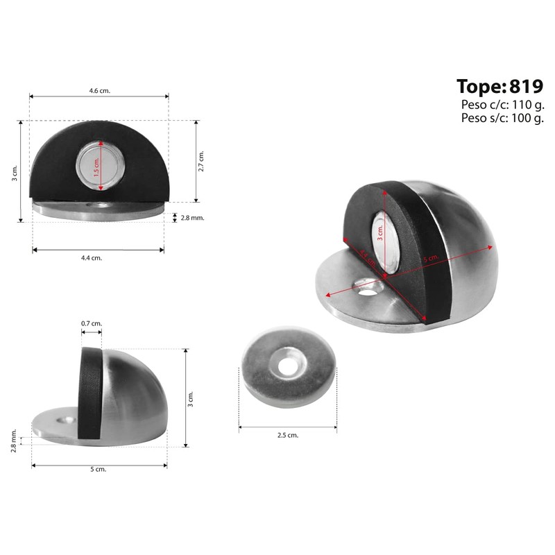 Lux Sany 819 Set 5 Topes Magnéticos P Puerta-piso Acero