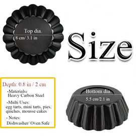 KUAYB 16Pieces Mini Tart Pans Removable Bottom 3 Inch Egg Tart Molds Fluted Round Nonstick Quiche Tartlet Pie Pan for Dessert Baking