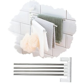 Swivel Towel Bar Wall Mounted 4 Arm Towel Rack Stainless Steel Towel Holder Space Saving Towel Rail for Kitchen Bathroom