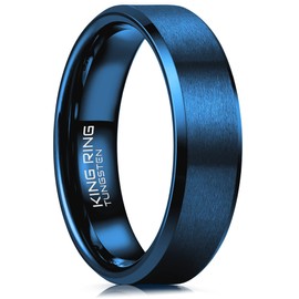 King Ring 6mm Tungsten Ring – Super Polished Matt Deep Blue Ring For Men & Women Mens Wedding Band for Him & Her K13 – Blue 12