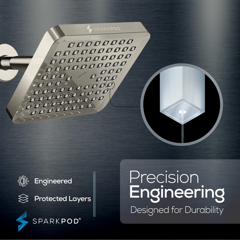SparkPod Shower Head - High Pressure Rain - Premium Quality