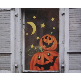 Halloween Pumpkin Jack o' Lantern Window Cover - 30'' x 48''