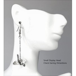 3/D Oragomi Bird – 36mm chain - 10x24x23mm - Silver alloy charm dangle earrings. Hypoallergenic Stainless-Steel Fishhooks or Ball Post Earrings Optional