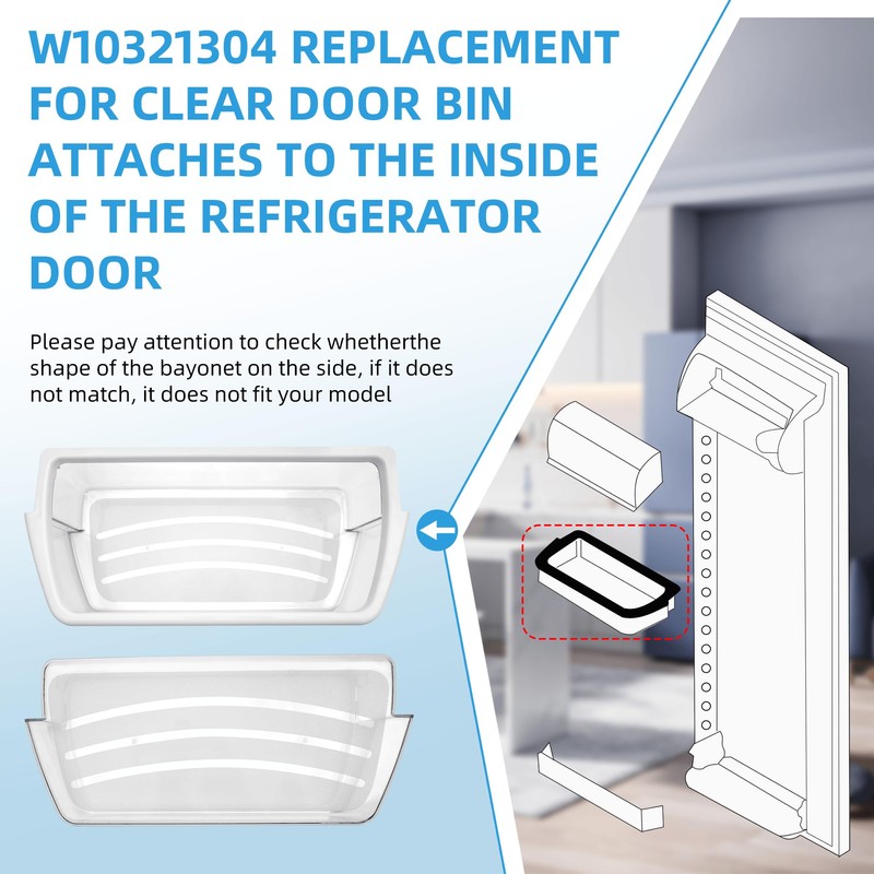 WPW10321304 Refrigerator Door Shelf Bin Replacement for Whirl-pool Fridge Replace