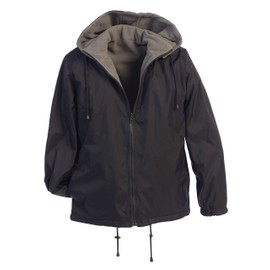 Gioberti Men's Reversible Rain Jacket with Polar Fleece Lining, Charcoal/Gray, M