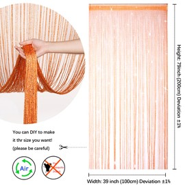 HYSENM 2 Pack Door Curtain 100 x 200cm Fly Screens for Doors, Beaded Door Curtain String Curtain for Doors, Door Fly Screen Curtain for Doorways - Orange