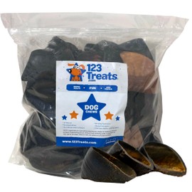 123 Treats | Cow Hooves for Dogs (50 Count) 100% Natural Long-Lasting Dental Dog Chews Made from Beef Hoof | from Free Range, Grass Fed Cattle with NO additives, Coloring or Chemicals