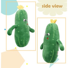 BABOLI Adorable Pickle Stuffed Animal Cucumber Plush Plant with Smile Face and Yellow Corolla Pretty Cute Plushie Toy Gift for Any Pickle Lover 12 Inches (Naughty-L)
