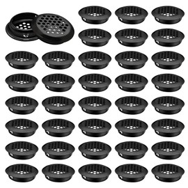 INCREWAY Air Vent Louver, 50pcs 35mm Stainless Steel Round Mesh Hole Circular Soffit Vent for Wardrobe Drawer Bookcase Kitchen (Black)