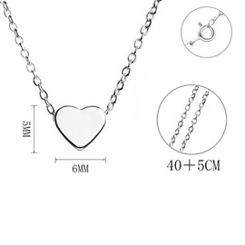 HinDaLi Necklace 925 Silver with Heart Pendant for Women Necklace Women's Heart Necklace Pendant Silver Chain Women's with Heart Pendant Girls Necklace Silver Chain Pendant Heart Chain 40 + 5 cm,