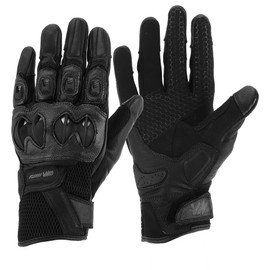 HOPESPANNER XXL Motorcycle Gloves Breathable Full Finger Gloves Goatskin Outdoor Gloves Black 1 Pair
