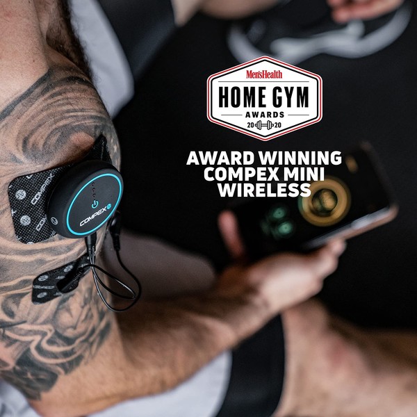 Compex Mini Wireless Electric Muscle Stimulator EMS with Tens 2 Pods, Smartphone Compatible with Mobile App Apple & Android for Workouts & Training Log