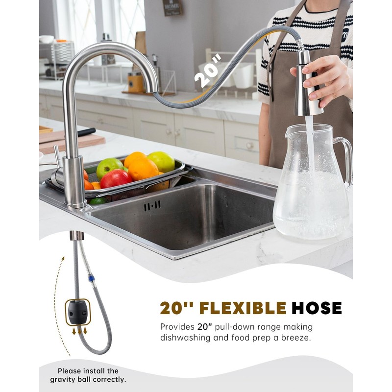 BLYLUND Kitchen Faucets with Soap Dispenser, Brushed Nickel Kitchen Faucet