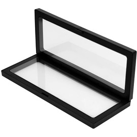 Tiardey 2 Pieces Floating Frame Display Holder 3D Display Box for Coins Jewellery Necklace Earring Medallions Stones PET Hanging Jewellery Display Case - 230 x 90 mm Black
