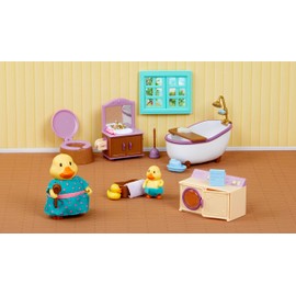 Li’l Woodzeez – Lil Woodzeez – Dollhouse Furniture – Animal Figurines – Bath & Laundry Set – Kids 3 Years + – Bathroom & Laundry Set - Deluxe