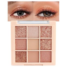 CAKAILA Paleta de Sombras de Ojos de Oro Rosa Champán 9Colors, Paleta de Sombras de Ojos Rosa Brillante Altamente Pigmentada, Paleta de Sombras de... 