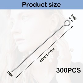 300PCS Eye Pins Not Easy to Break and Rust Eye Pins for Jewellery Making Durable and Corrosion Resistant Head Pins for Jewellery Making for Earring Pendant Bracelet Jewelry DIY Craft Making.