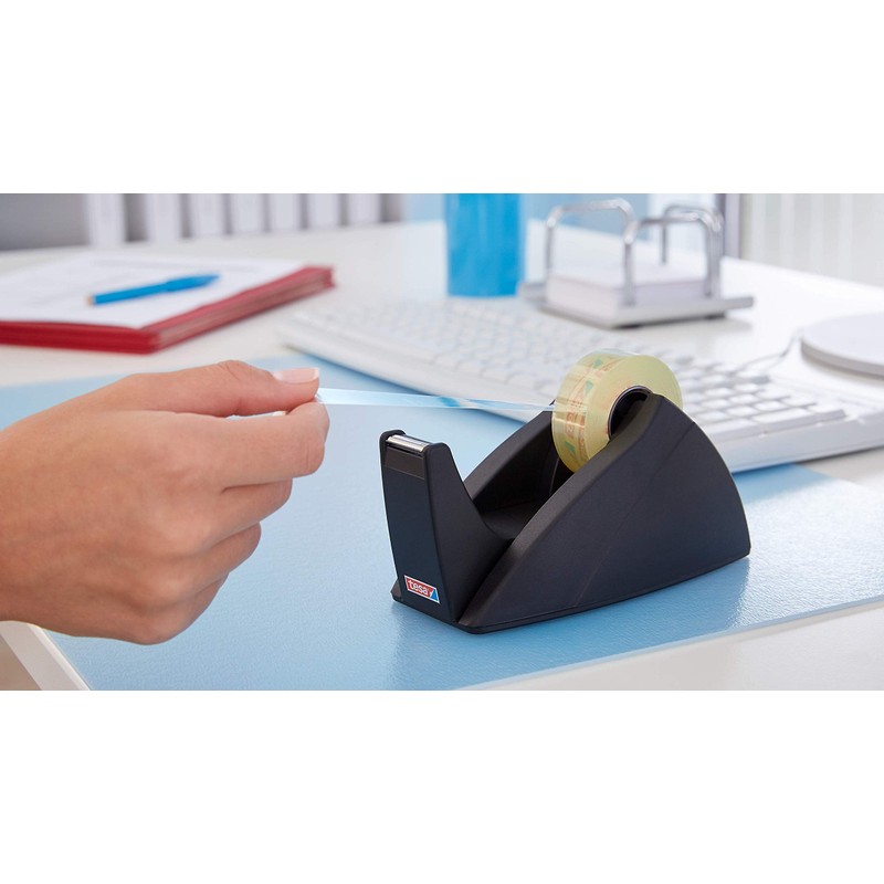 tesa Easy Cut Tischabroller - Nachfüllbarer, standfester Klebeband-Spender für Klebebandrollen