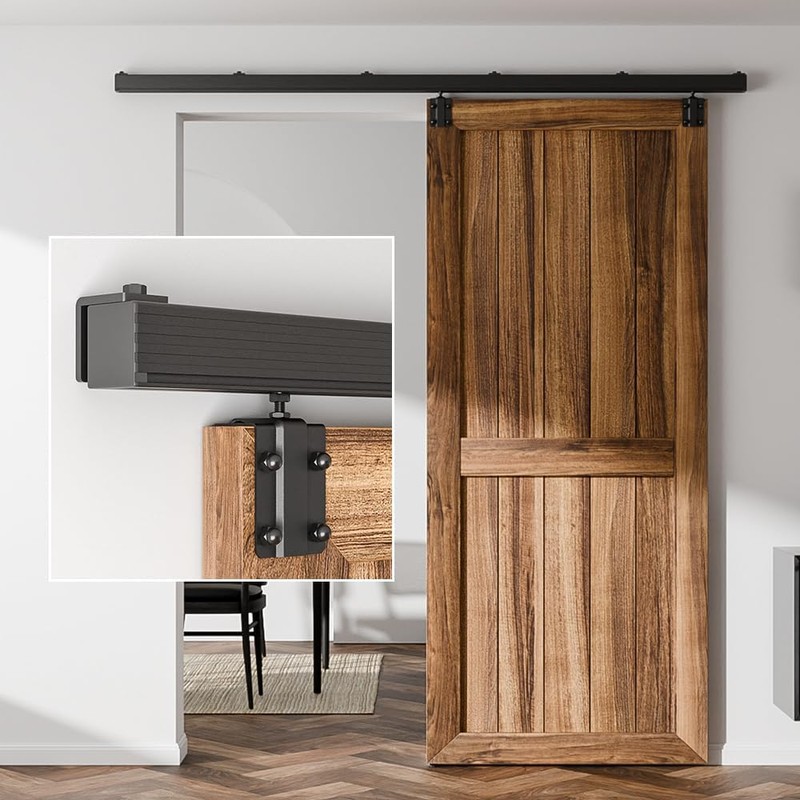 BONIKLUBA 6.6FT Box Rail Sliding Barn Door Hardware,Wall Mount Track