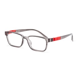 evee Kids Rectangular Glasses for Boys and Girls - (May) (Transparent Crystal Grey with Matte Red)