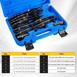 Acymner 11PCS Snap Ring Plier Set | Internal & External Circlip Removal Tools with Bent & Straight Pliers Hook Pick, for Automotive, Motorcycles, Lawn Mowers, Durable Circlip Pliers with Storage Case
