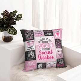 Social Worker Appreciation Gifts, Social Worker Gifts for Women, Gifts for Social Workers, School Social Worker Gifts, Social Worker Month Gift Throw Pillow Covers 18 x 18 Inch
