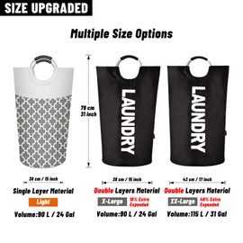 Caroeas 90L Light Laundry Basket (13 Colors), Waterproof Laundry Hamper, Laundry Bag with Padded Handles, Clothes Hamper Stands Up Well, Collapsible Laundry Basket Easy Storage