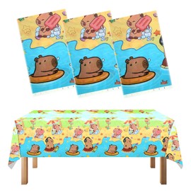 3 Pack Capybaras Party Tablecloth - 108x180cm Capybaras Disposable Table Cover, Cute Animals Themed Rectangular Plastic Disposable Table Cloth for Boys Girls Birthday Capybara Party