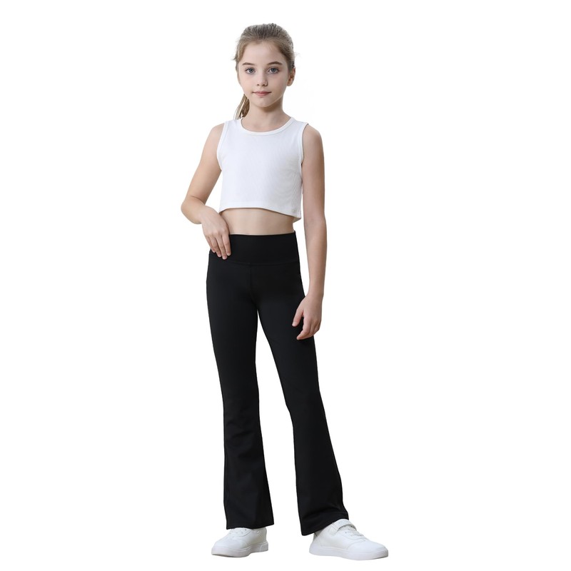 Kirinkylin Girls Leggings Flare Pants Size 11-12 Years Old Black