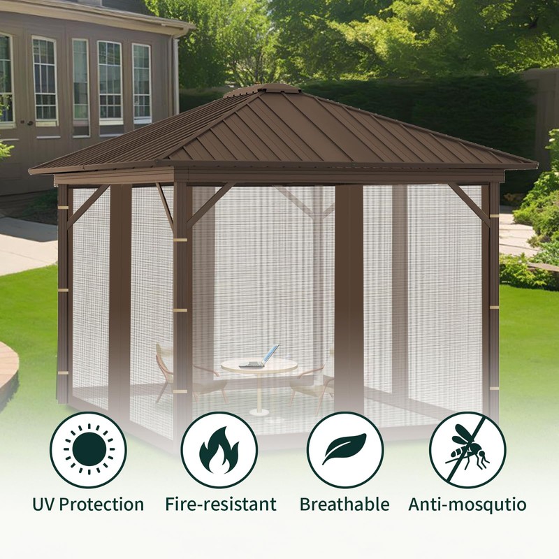 Hiviva Replacement Gazebo Mosquito Netting 10' x 10',Universal Netting for