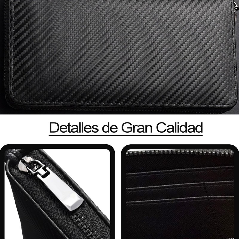 Carteras para Caballero con Cierre, Cartera Larga para Hombre RFID