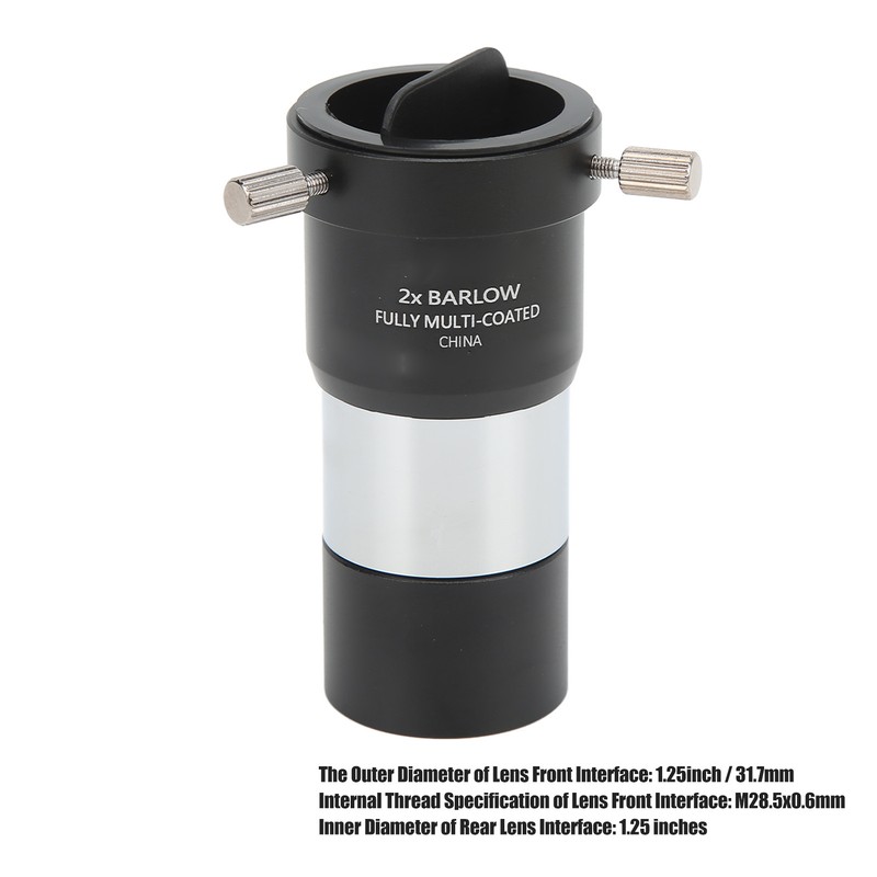 1.25 Inch 2X Barlow Mirror Optical Glass Magnification Barlow Lens