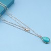 Inilbran Boho Turquoise Pendant Necklace Layered Teardrop Turquoise Chain Necklace
