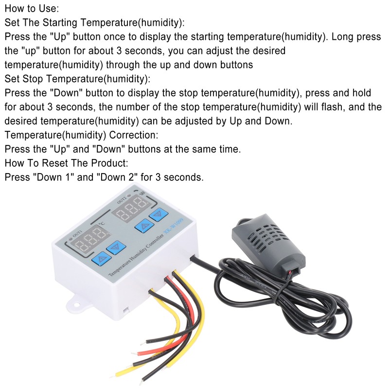 Digital Temperature Humidity Controller Intelligent Electronic Thermostat Switch 12V 220W