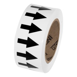 INCOM Manufacturing Directional Pipe Flow Arrow Adhesive Tape, Pipe Identification Marking, Removable backing liner, White/Black, 2 inch x 108 ft, PMA259