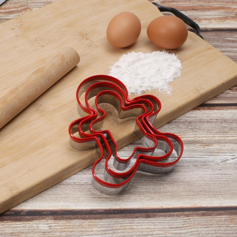 Gingerbread Man Cookie Cutters 3PCS, Stainless Steel Christmas Cookie Cutter