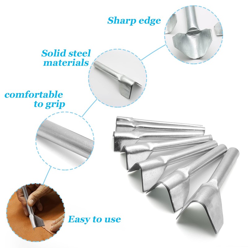 Rierdge 7pcs Leather Craft Cutter V-Shape Punch Cutting Tools for