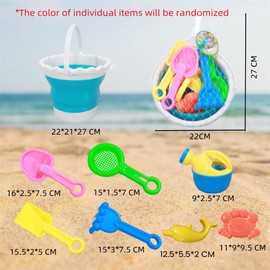 sanvpwsan 8 PCS Beach Toy, Sand Pit Toys with Collapsible Foldable Scrunch Bucket and Spade Beach Set for Kids Toddlers Boys Girls pool & beach toys