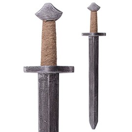Battle-Merchant Wooden Toy Sword | Children's Wooden Sword with Jute Handle | Wooden Dagger Play Sword for Knight Costume Children | Viking Knight Sword Toy Sword | Painted