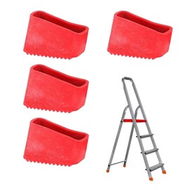 Pack of 4 Rubber Ladder Feet Mat, Ladder Non-Slip Feet Mat, Rubber Feet for Ladder, Non-Slip Ladder Feet for Home Workers Folding Ladder (Red)