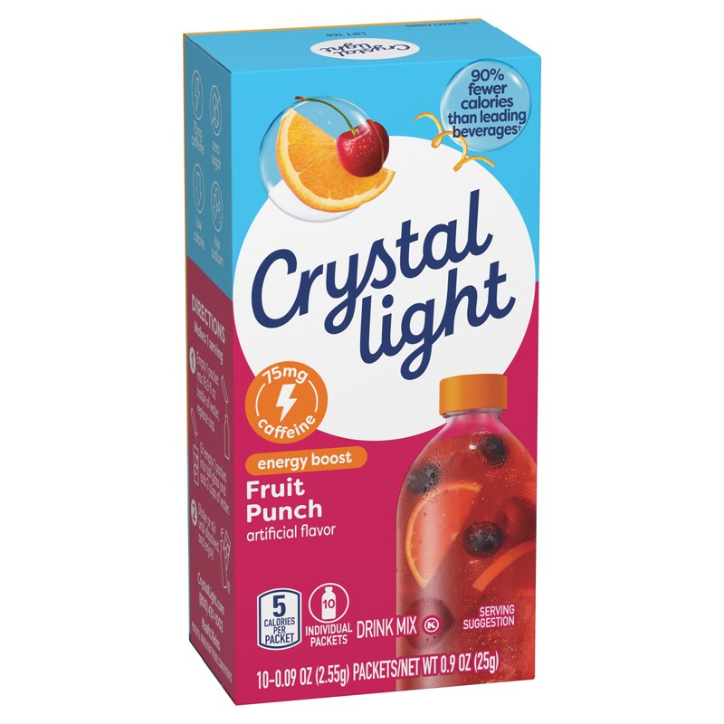 Crystal Light Energy Boost Fruit Punch Drink Mix, 10 ct