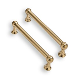 CABDM 10 Pack 5 Inch Solid Kitchen Cabinet Handles Brushed Brass Heavy Duty Cabinet Pulls Satin Brass Drawer Pulls Cabinet Hardware Kitchen Handles for Cabinets Cupboard Handles